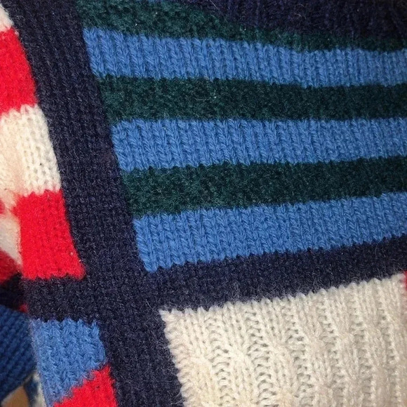 Quissett Cove Vintage Unisex Patchwork 100% Wool Sweater Jumper Size Medium - Picture 7 of 14